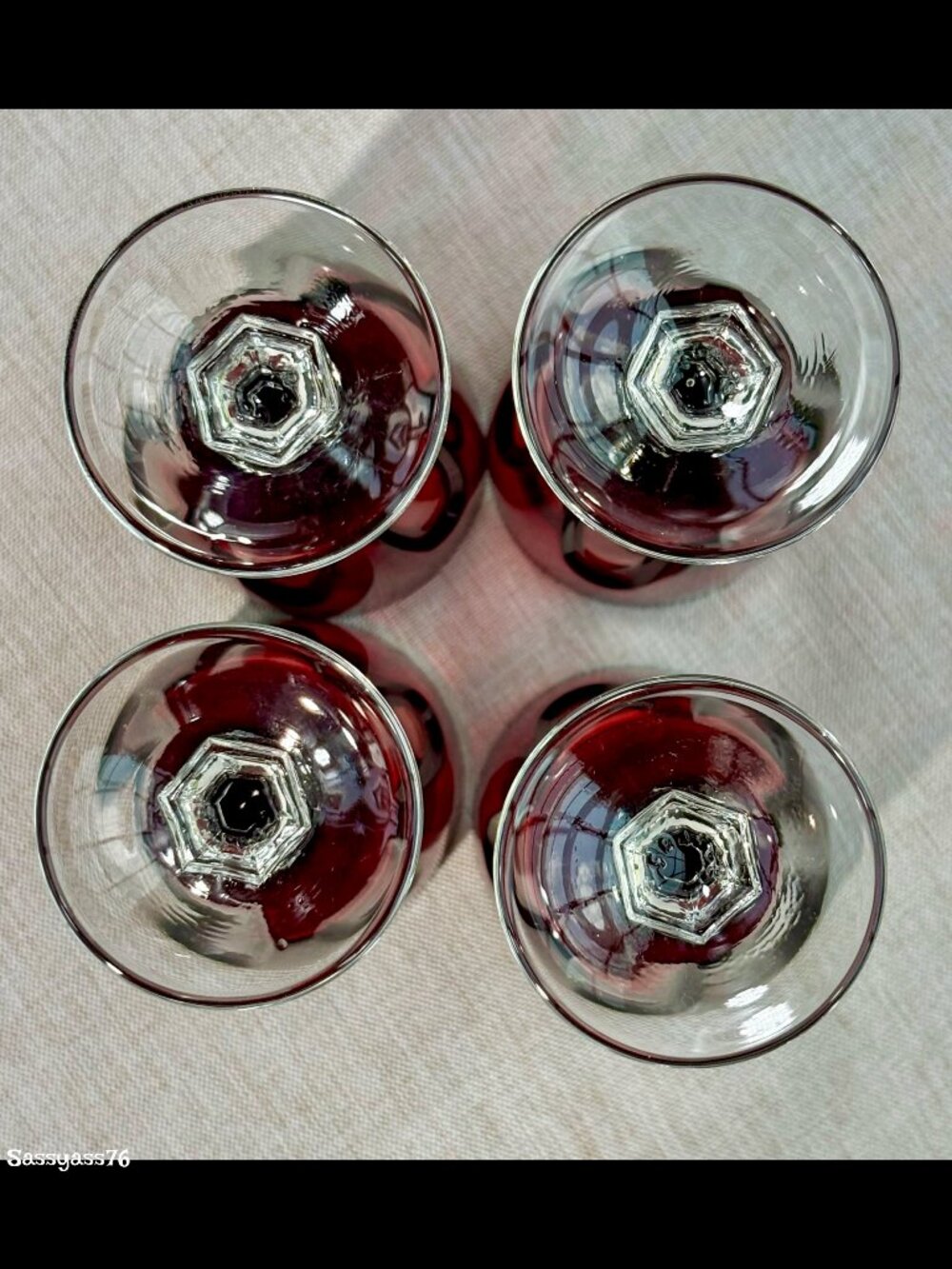 🆕VTG▪️CRISTAL d-ARQUES-DURAND▪️Set of 4 Ruby Red Gothic Arch Cordial Glasses - Picture 5 of 5